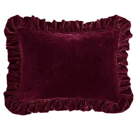 Stella Faux Silk Velvet Ruffled Dutch Euro Pillow, 27" x 39"
